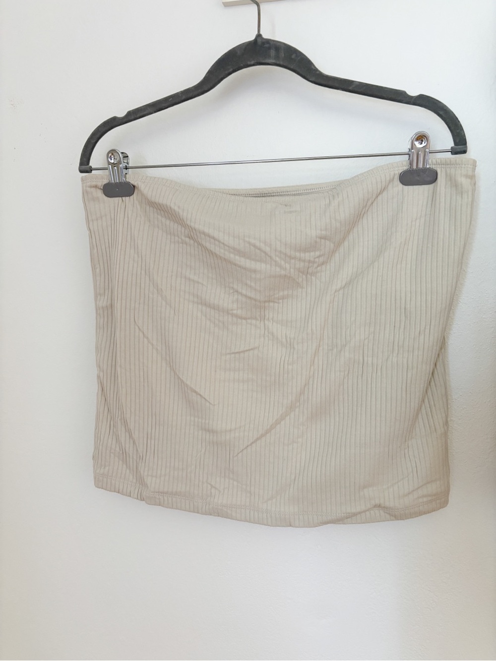 Beige Ribbed Tube Top XL